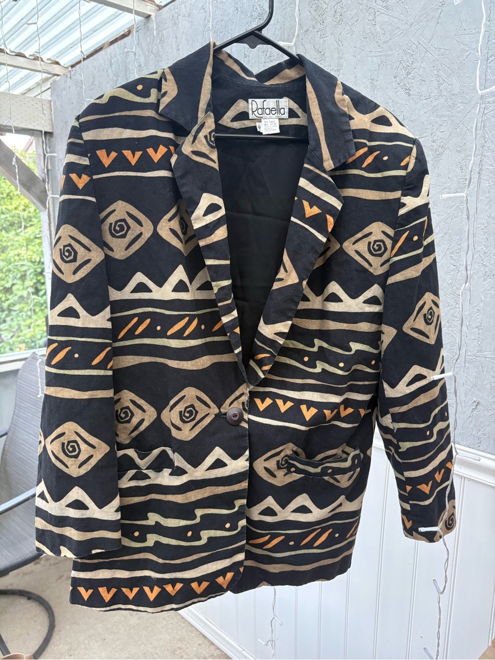 Rafaella Black Jacket with Tan Abstract Stripes